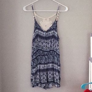 Medium Rue 21 Blue with Gold Buttons Romper